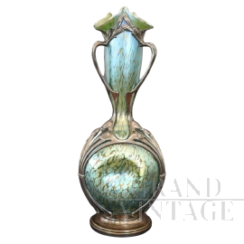 Raro vaso Art Nouveau di Moritz Hacker e Johann Loetz Witwe in vetro di Boemia, primi '900