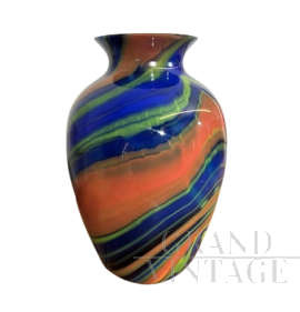 Vaso Eos 2249 di Ottavio Missoni in vetro di Murano multicolore, anni '80                            