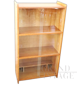 Showcase or small vintage bookcase with sliding doors, 1980s