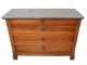 Antique chest of drawers in solid walnut with gray marble top, 19th century                         
                            