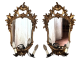 Pair of bronze appliques with mirror in Venetian Baroque style                        
                            