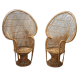 Pair of Emmanuelle Peacock wicker and bamboo armchairs, 1970s
