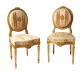 Coppia di sedie antiche Napoleone III imbottite in legno dorato e intagliato                            