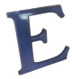 Blue terracotta letter E, 1940s