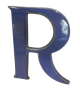 Blue terracotta letter R, 1940s