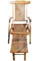 Vintage deckchair in wood and Vienna straw, early 20th century