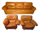 Poltrona Frau set divano 3 posti e 2 poltrone in pelle marrone                            