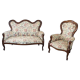 Set da salotto divano e poltrona in noce stile Luigi Filippo, primi '900