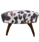 Vintage ottoman in wood and spotted velvet                        