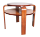 Tavolino art déco rotondo con due piani in noce e radica, anni '40                            