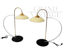 Coppia di lampade da tavolo minimaliste vintage anni '70                            