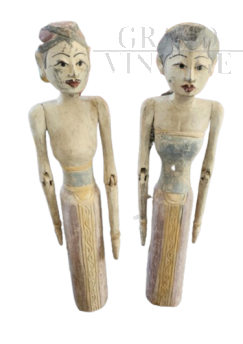 Coppia di sculture di nozze indonesiane dei primi del '900                            
