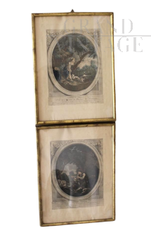 Coppia di stampe antiche dedicate alla Marchesa Madame de Montesquiou                            
