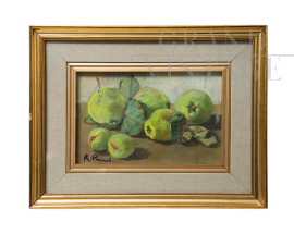 Raffaele Pucci - Dipinto di Natura Morta con frutti verdi, olio su tela                            