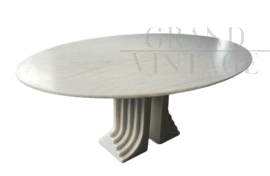 Tavolo Samo in marmo bianco, design di Carlo Scarpa per Simon, anni '70                            