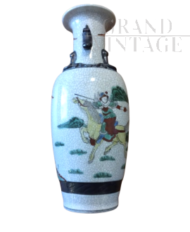 Vaso cinese Nankino dei primi del '900 in ceramica dipinta                            