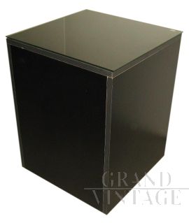 Tavolino a cubo vintage con piano in vetro, anni '60