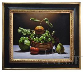 Dipinto Cesto con frutta di Ciccone, olio realista su tela 
