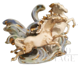 Coppia di cavalli - scultura in ceramica degli anni '30                            
