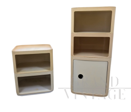 Coppia di contenitori modulari disegnati da Anna Castelli Ferrieri per Kartell