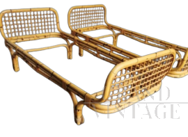 Coppia di letti in bamboo vintage anni '60                            