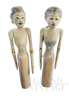 Coppia di sculture di nozze indonesiane dei primi del '900                            