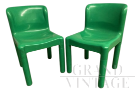 Coppia di sedie design di Carlo Bartoli per Kartell verdi, space age anni '70                           