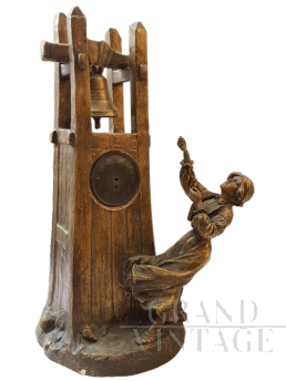 Goldscheider - campanaro, scultura porta orologio in terracotta