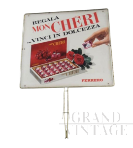 Insegna vintage Mon Chéri Ferrero double-face, anni '70                            