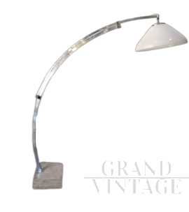 Lampada da terra piantana ad arco vintage con base in marmo                            