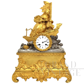 Orologio a pendolo parigina antico Luigi Filippo con figura di donna                            