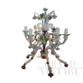 Lampada da tavolo in vetro di Murano multicolore con 6 punti luce                            