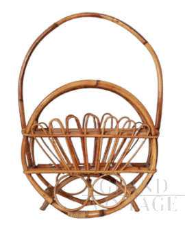 Portariviste in bamboo rotondo degli anni '60                            