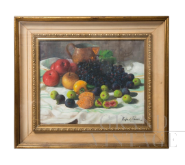 Raffaele Pucci - Dipinto di Natura Morta con frutta, olio su tela                            