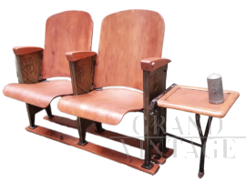 Sedie da teatro francesi anni '40 in legno