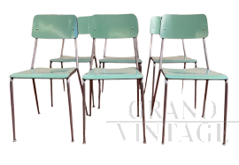 Set 6 sedie vintage in formica verde, anni '70                            