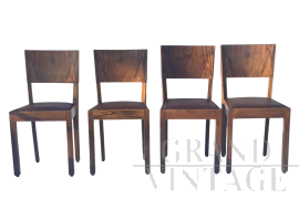 Set di 4 sedie Art Déco anni '40 con seduta in skai