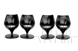 Set di 4 sedie Polaris di Pierre Guariche in similpelle nera