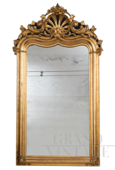 Specchiera antica Luigi Filippo in legno dorato e intagliato