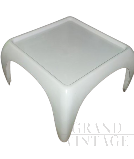 Tavolino design space age in vetroresina bianca, anni '70