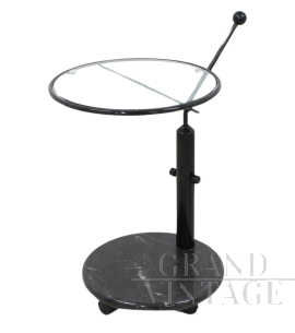 Tavolino girevole Colleoni di Porada in vetro e marmo, anni '80                            