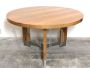 Mid-century round table in wood and steel with three legs