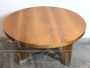 Mid-century round table in wood and steel with three legs