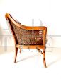 Set of 3 Giorgetti design armchairs in faux bamboo and wicker, Italy 1970s