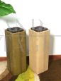 Pair of vintage leather covered ashtray columns                            