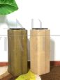 Pair of vintage leather covered ashtray columns
