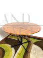 Vintage round table with teak top, 1960s                            