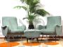 Pair of Lady armchairs by Zanuso with ottoman                            