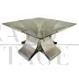Coffee table by François Monnet in steel and glass, 1970s space age