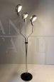 Reggiani design chromed steel floor lamp with three lights, 1960s
